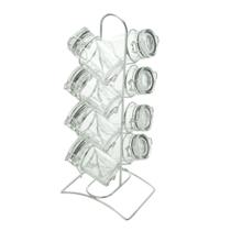 Porta Temperos 8 Peças De Vidro Com Tampa Hermética E Suporte De Metal Cromado Lyor Porta Temperos 8 Peças De Vidro Com Tampa Hermética E Suporte De Metal Cromado Lyor