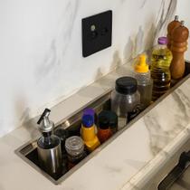 Porta Temperos 90cm Organizador Embutido Gourmet Inox 304