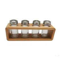Porta temperos bamboo 4 potes