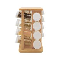 Porta Temperos Bambu Giratório 17pçs Porta Temperos Bambu Giratório 17pçs