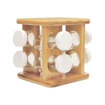 Porta Temperos Bambu Giratório 9pçs Porta Temperos Bambu Giratório 9pçs