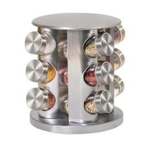 Porta Temperos Base Giratório 360 Inox Organizador Com 12 Frascos de Vidro Porta Temperos Base Giratório 360 Inox Organizador Com 12 Frascos de Vidro