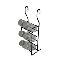 Porta temperos com 06 potes de vidro preto 2468 Jomer