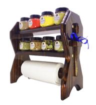 Porta Temperos com Suporte de Papel Toalha 8 Potes e Colher Dosadora Porta Temperos com Suporte de Papel Toalha 8 Potes e Colher Dosadora