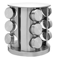 Porta Temperos com Suporte Inox 12 Frascos de Vidro Cozinha