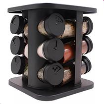 Porta temperos/condimento giratório black - 12 peças
