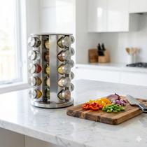 Porta Temperos Condimentos 20 Potes Giratorio Redondo Inox Porta Temperos Condimentos 20 Potes Giratorio Redondo Inox