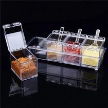 Porta Temperos Condimentos Acrílico 4 Potes Organizadores De Cozinha Para Cozinheiro Profissional Produto de Qualidade S Porta Temperos Condimentos Acrílico 4 Potes Organizadores De Cozinha Para Cozinheiro Profissional Produto de Qualidade S