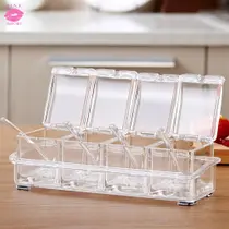 Porta Temperos Condimentos Acrílico 4 Potinhos Organizadores com Suporte Cozinha Organizada Armazena Temperos Porta Temperos Condimentos Acrílico 4 Potinhos Organizadores com Suporte Cozinha Organizada Armazena Temperos