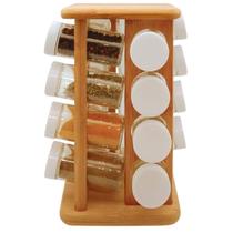 Porta temperos condimentos bambu 17 peças