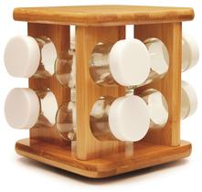 Porta Temperos Condimentos Bambu Giratório 9 peças Tyft Yoi