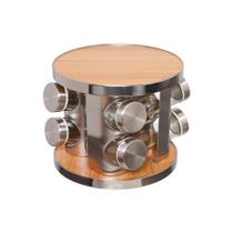 Porta temperos condimentos com 8 potes giratorio inox