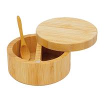 Porta Temperos/Condimentos de Bambu com Colher (2 Divisórias)