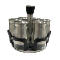 Porta Temperos Condimentos Giratório Inox 6 Potes - Unihome - 7899670800774 Porta Temperos Condimentos Giratório Inox 6 Potes - Unihome - 7899670800774