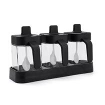 Porta Temperos Condimentos Luxo 3 Peças Vidro Colher Plastico 2 em 1 - LIP Porta Temperos Condimentos Luxo 3 Peças Vidro Colher Plastico 2 em 1 - LIP