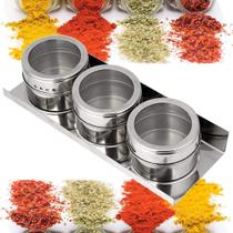 Porta Temperos Condimentos Magnetico Aço Inox 316 - 3 Peças Porta Temperos Condimentos Magnetico Aço Inox 316 - 3 Peças