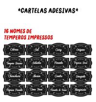 Porta Temperos/Condimentos MDF kit 05 potes c/ Tampa Dosadora + Suporte + Adesivos *P5