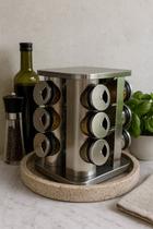 Porta Temperos de Inox Giratório 12 Potes