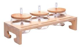 Porta Temperos De Vidro Borossilicato Com Tampa E Suporte De