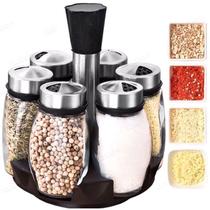 Porta temperos e condimentos base giratória 6 potes cozinha Porta temperos e condimentos base giratória 6 potes cozinha