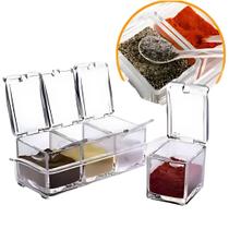 Porta Temperos E Condimentos Em Acrílico 4 Potes Porta Temperos E Condimentos Em Acrílico 4 Potes