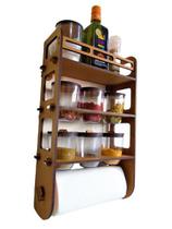 Porta temperos e condimentos em mdf kit 7 potes em acrílico