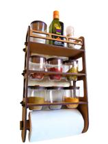 Porta temperos e condimentos em mdf kit 7 potes em acrílico Porta temperos e condimentos em mdf kit 7 potes em acrílico