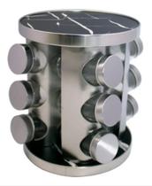 Porta Temperos E Condimentos Giratório 12 Peças De Aço E Vidro Mármore Preto - Napoles