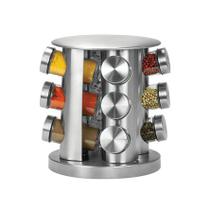 Porta Temperos E Condimentos Giratório 12 Peças Inox E Vidro Porta Temperos E Condimentos Giratório 12 Peças Inox E Vidro
