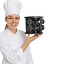 Porta Temperos E Condimentos Giratório Com 6 Potes De Vidro