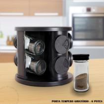 Porta Temperos E Condimentos Giratório Com 6 Potes De Vidro