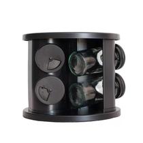 Porta Temperos E Condimentos Giratório Com 6 Potes De Vidro Cor Preto