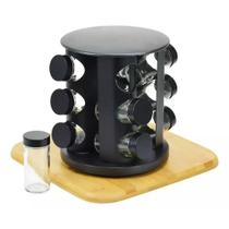 Porta Temperos e Condimentos Giratório Com Potes de Vidro