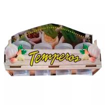 Porta Temperos e Condimentos Gourmet de Parede em Madeira - Alho