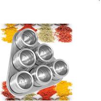 Porta temperos e condimentos inox conjuto 6 peças