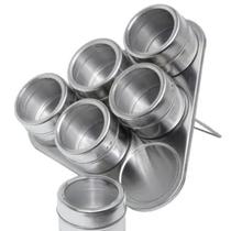 Porta Temperos e Condimentos Magnético Inox 6 Potes