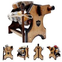 Porta temperos em madeira com 12 potes e colher dosadora de Temperos