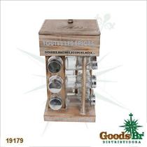 Porta Temperos Em Madeira Com 12 Potes Goods Br - GoodsBR