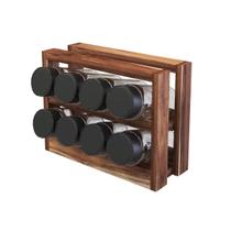 Porta Temperos em Madeira Teca com 8 Vidros - Stolf
