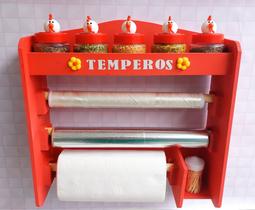 Porta temperos Galinha porta condimentos com 5 potes decorados Porta temperos Galinha porta condimentos com 5 potes decorados