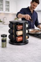 Porta Temperos Giratório 9 Potes Vidro 360 Cozinha MIMO