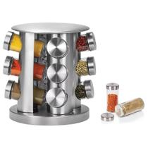 Porta Temperos Giratório com 12 potes em Aço Inox