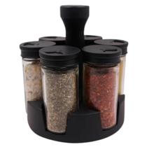 Porta Temperos Giratório Com 6/9/12 Potes De Vidro Tampa Dosadora Preto Resistente Envio Imediato