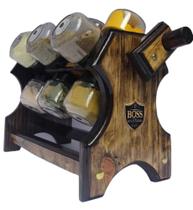 Porta temperos Giratório com Manivela e 12 potes com Colher dosadora