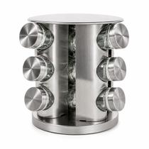 Porta Temperos Giratório Inox 12 Potes de Vidro com Tampa Inox Organizador de Cozinha Porta Temperos Giratório Inox 12 Potes de Vidro com Tampa Inox Organizador de Cozinha