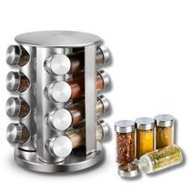 Porta Temperos Giratório Inox com 16 Potes Organizador Prático para Cozinha