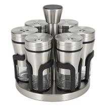 Porta Temperos Giratório Inox com 6 Potes de Vidro Com Visor Design Sofisticado Premium Porta Temperos Giratório Inox com 6 Potes de Vidro Com Visor Design Sofisticado Premium