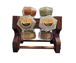 Porta Temperos Giratorio Madeira c/8 potes Porta Temperos Giratorio Madeira c/8 potes