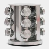 Porta Temperos Giratório Vidro Tampa Inox Organizador Porta Temperos Giratório Vidro Tampa Inox Organizador