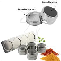 Porta Temperos Inox Imã De Geladeira 4 Potes Magnético - X-matte